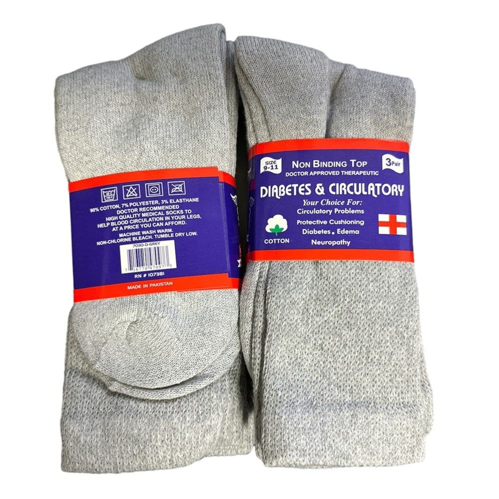Non-Binding Diabetic & Circulatory Crew Socks 6 pair SZ 9-11 fits shoes SZ 5-10